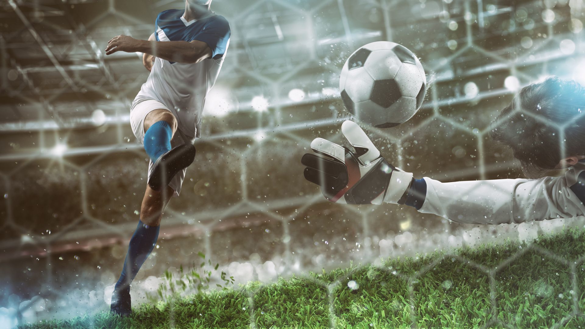 Goalkeeper catches the ball in the stadium during a football game
Football close up scene at the stadium
ball, catch, football, game, keeper, stadium, striker, uniform, champion, receiver, training, player, shoot, goalkeeper, man, competition, target, throw, against, activity, motion, grass, action, acrobat, penalty, arena, kick, defense, team, athlete, soccer, competitive, contest, field, attack, skill, sport, scoring, shot, victory, match, play, goalie, championship, success, playground, net, focus, goal, athletic