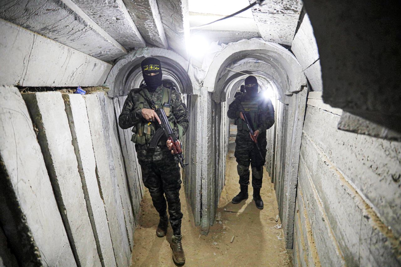 Jihadists guard the tunnel in the Gaza Strip.