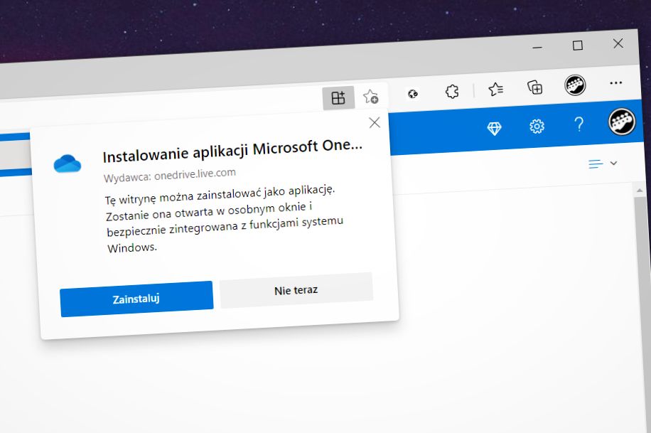 Microsoft OneDrive jako PWA