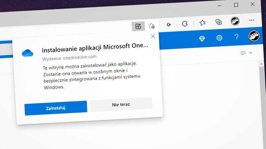 Microsoft OneDrive jako PWA