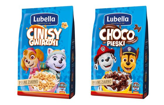 Bohaterowie "Psiego Patrolu" na opakowaniach płatków Lubella