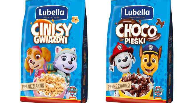 Bohaterowie "Psiego Patrolu" na opakowaniach płatków Lubella