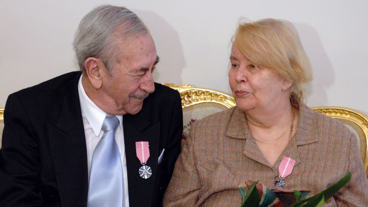 Jan Kobuszewski z żoną Hanną Zembrzuską-Kobuszewską.