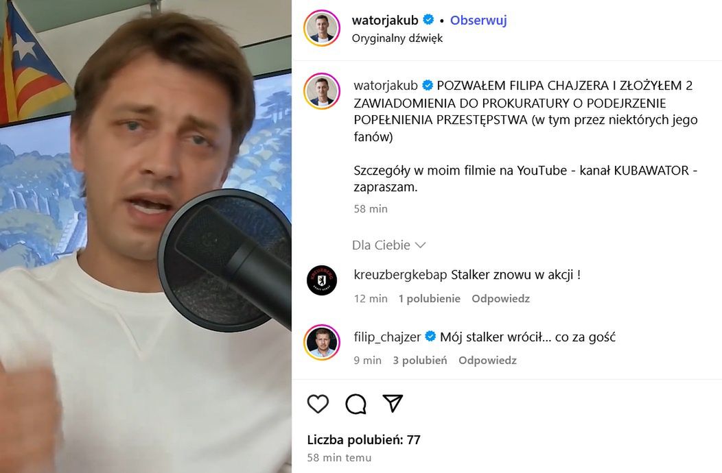 Komentarz Filipa Chajzera pod postem Jakuba Wątora