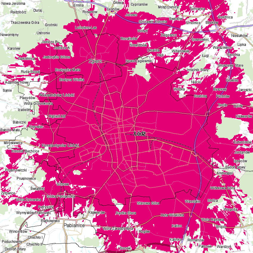 Zasięg 5G w Łodzi, fot. T-Mobile.