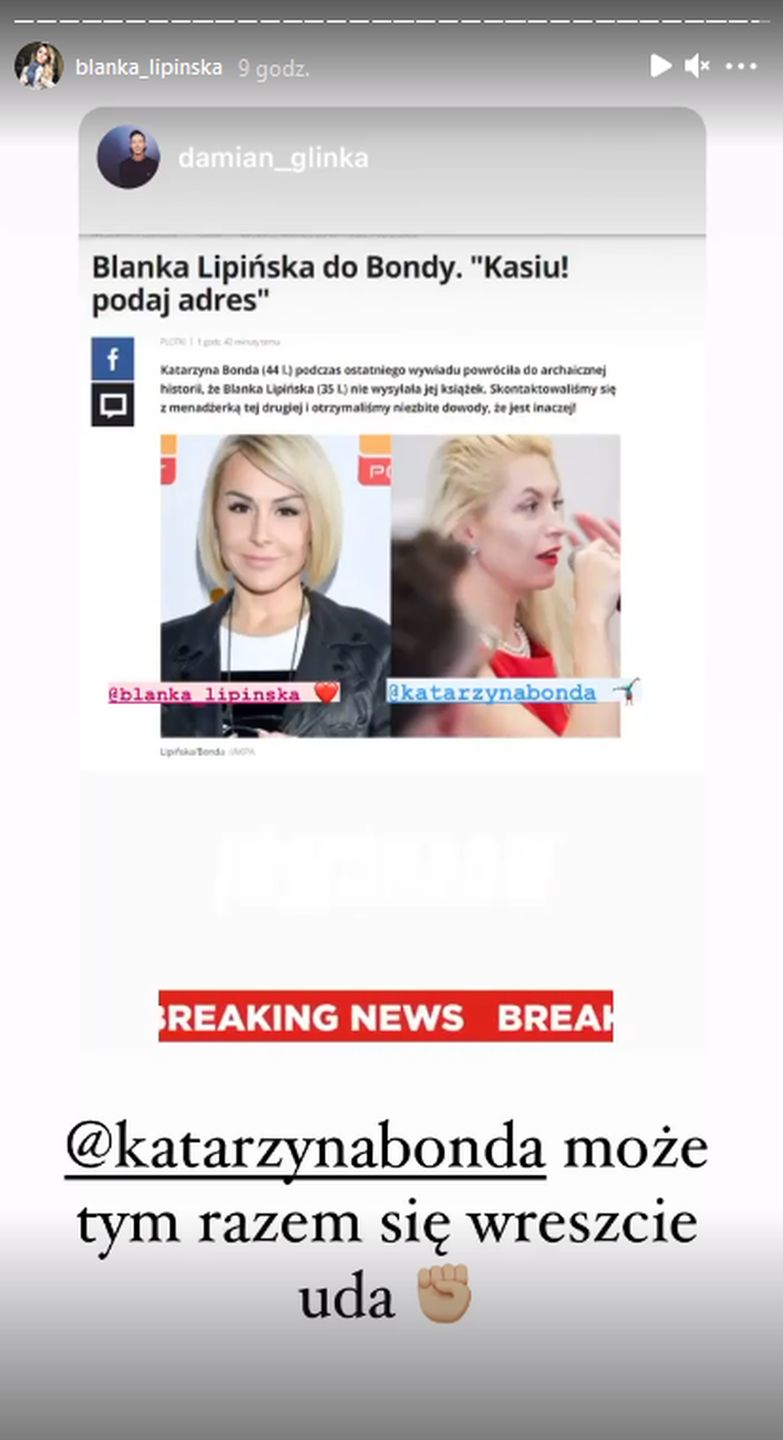 Blanka Lipińska komentuje zarzuty Katarzyny Bondy