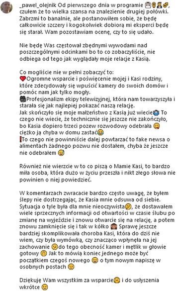 Paweł komentuje rzekomy pozew o alimenty