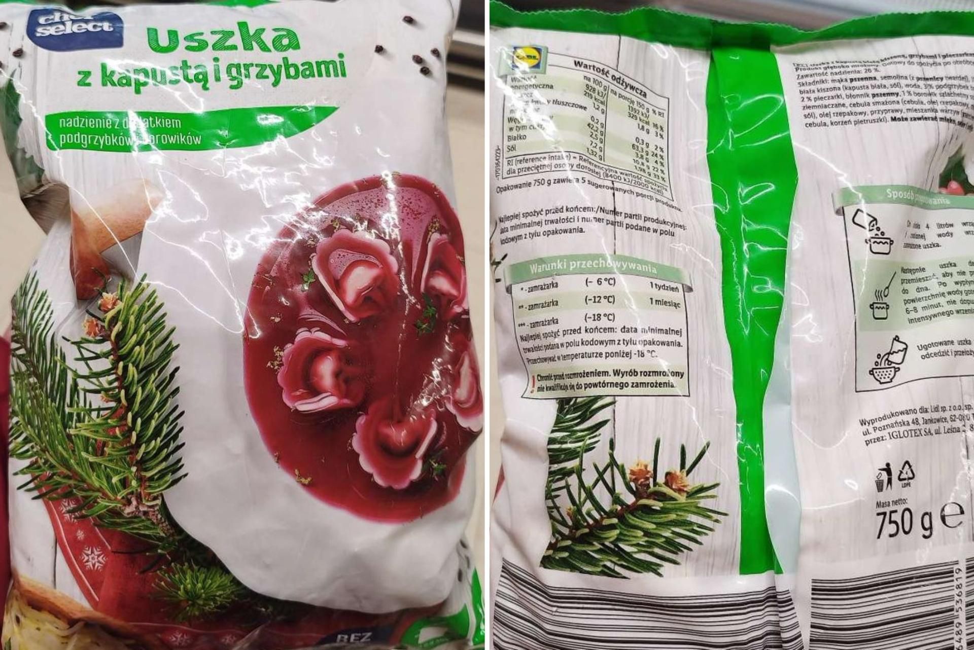 Chef Select &quot;Uszka z kapustą i grzybami&quot; mrożone