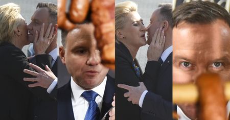 Andrzej i Agata Dudowie wymieniają czułości podczas wizyty w zakładzie przetwórstwa mięsnego (ZDJĘCIA)