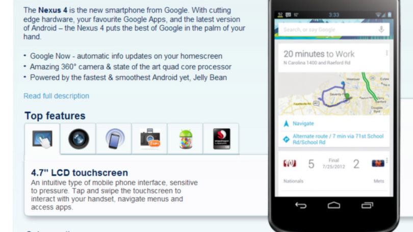Nexus 4 już dostępny w przedsprzedaży. Specyfikacja potwierdzona 1