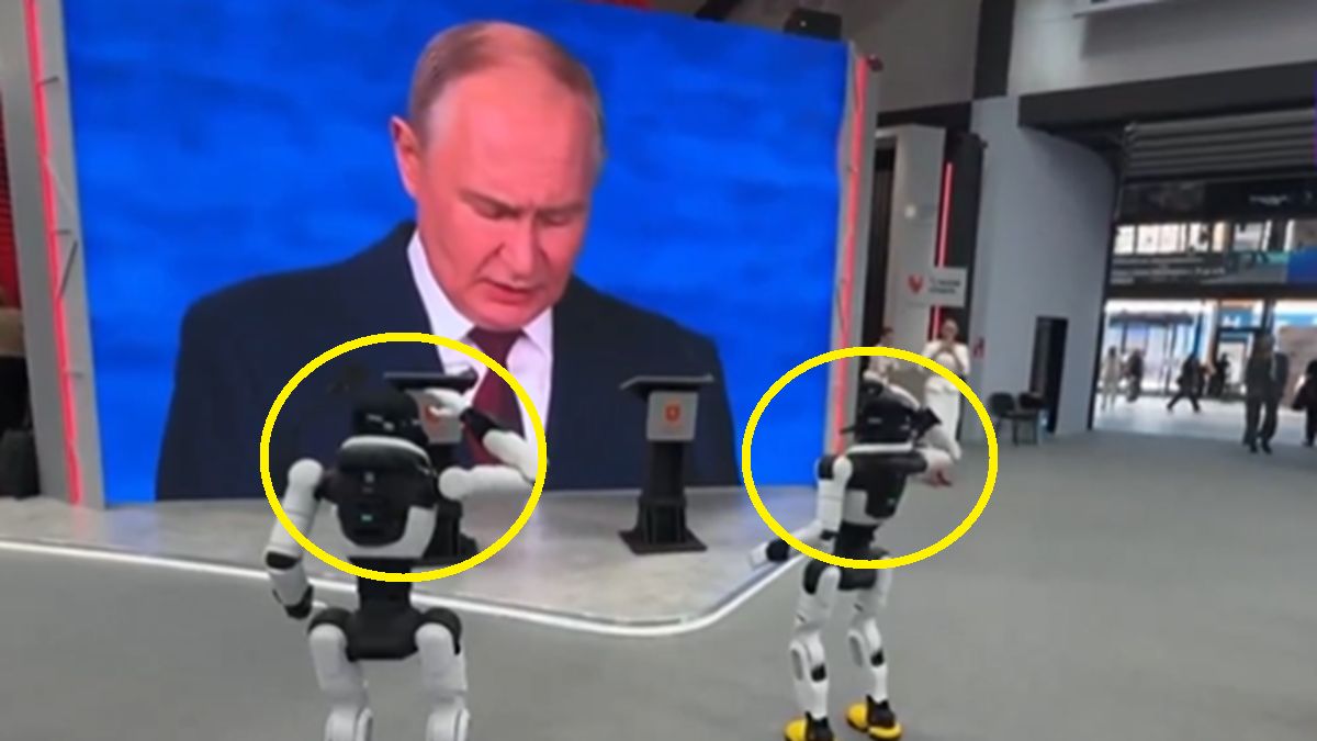 Roboty salutują na widok Putina.