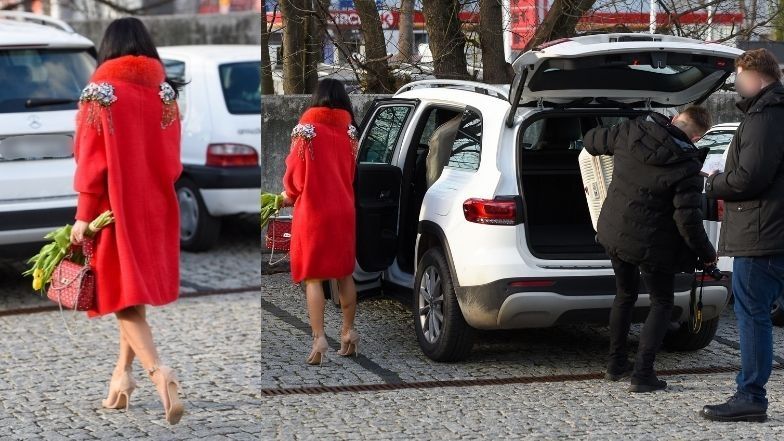 Justyna Steczkowska opuszcza studio TVP w pstrokatej stylizacji