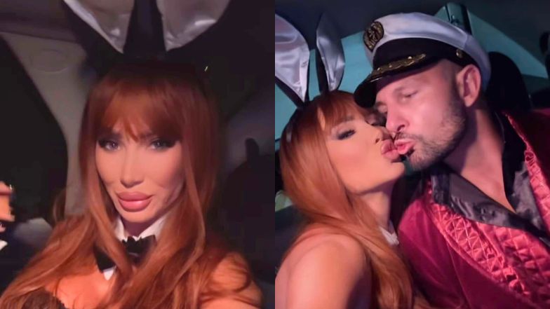 Izabela Macudzińska mknie na imprezę w stroju króliczka Playboya. Ukochany celebrytki przebrał się za Hugh Hefnera