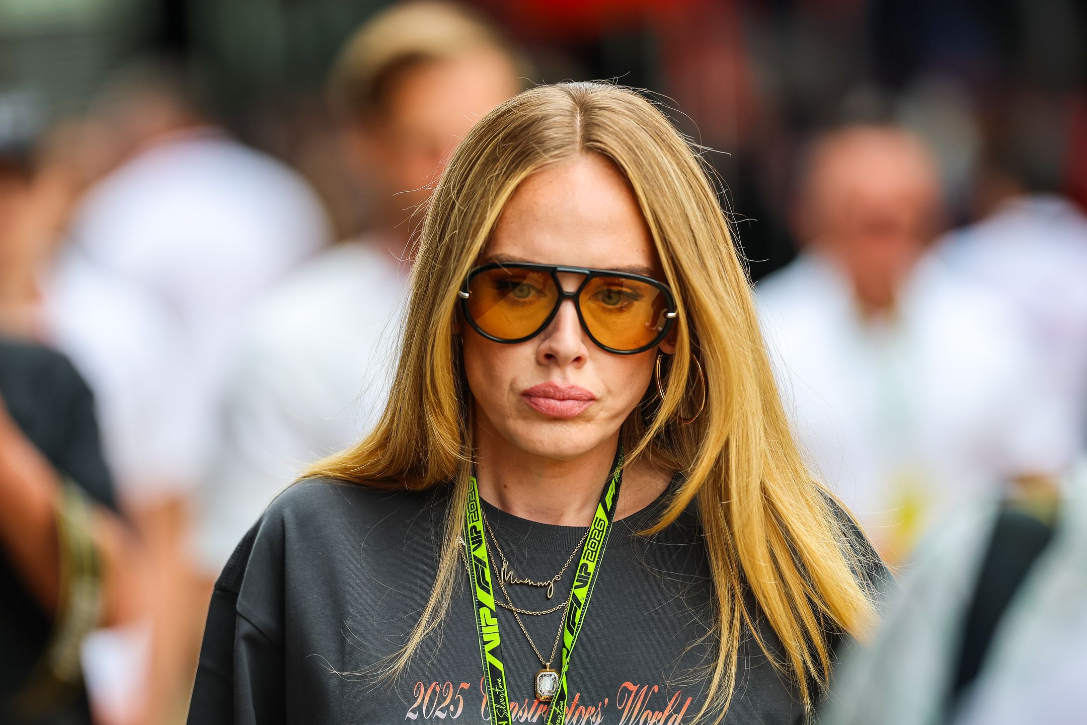 NORTHAMPTON, ENGLAND - JULY 5: Adele walks in the paddock during the F1 Grand Prix of Great Britain at Silverstone Circuit on July 5, 2026 in Northampton, United Kingdom. (Photo by Kym Illman/Getty Images)