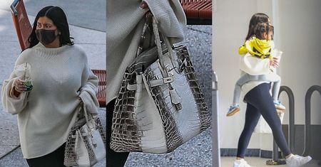 Kylie Jenner przyłapana przez paparazzi PIERWSZY RAZ po porodzie! Wzięła na spacer Stormi i torebkę za 650 TYSIĘCY (ZDJĘCIA)