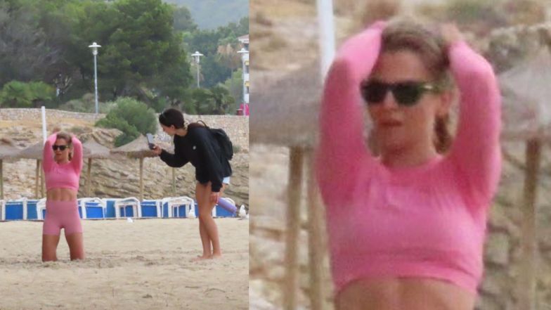 Anna Lewandowska pręży się na piasku Majorki