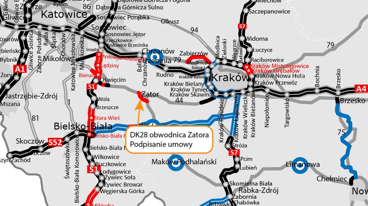 Położenie miejscowości Zator na południu Polski