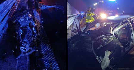 BMW uderzyło w bariery. Aż wyrwało silnik