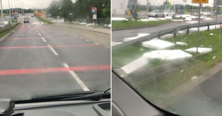 Nawałnica porwała z terenu budowy styropian i porozrzucała go po okolicy