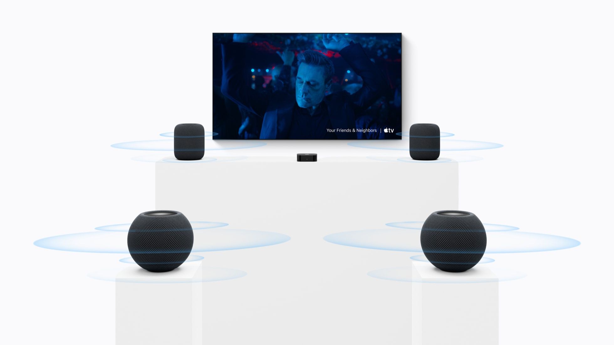 Głośniki HomePod mini 2 można połączyć z Apple TV 4K