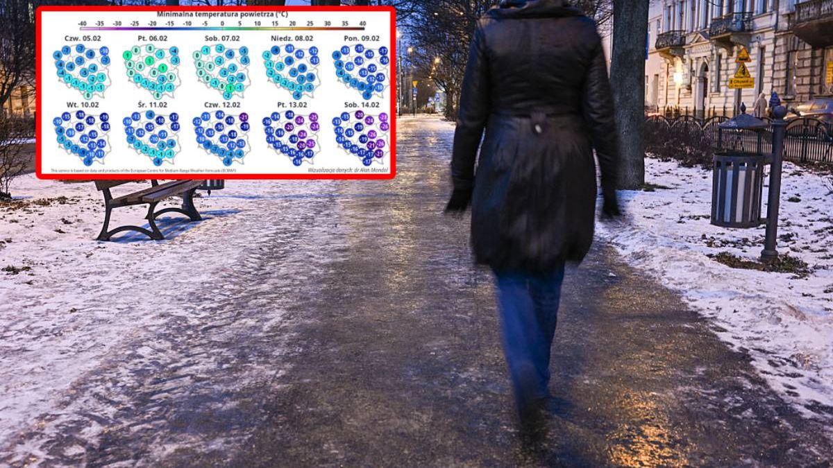 Daily Life In Krakow During Winter
KRAKOW, POLAND  JANUARY 31:
A woman carefully walks along an icy sidewalk in Krakow, Poland, on January 31, 2026.
A severe cold snap continues to affect Southern Poland, with minimum overnight temperatures forecasted below -15�C and daytime maximums reaching only -10�C, accompanied by mean wind speeds of 25 km/h. (Photo by Artur Widak/NurPhoto via Getty Images)
NurPhoto
25 kmh, january 2026, icy, winter conditions, icy sidewalk, severe cold snap, vehicle, severe weather, frigid, editorial, minimum temperatures, icy conditions, parked car, below -15�c, extreme cold, news, southern poland, daytime maximums, winter weather, nurphoto, cold snap, harsh, cold weather, overnight temperatures, wind chill, global warming, -10�c, freezing temperatures, january 31, sub-zero, artur widak, weather forecast, wind speeds