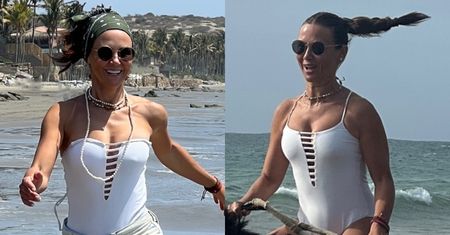 Przyodziana w kostium kąpielowy Kinga Rusin galopuje na koniu po peruwiańskiej plaży. "Jak ten Marek mnie dobrze zna!"
