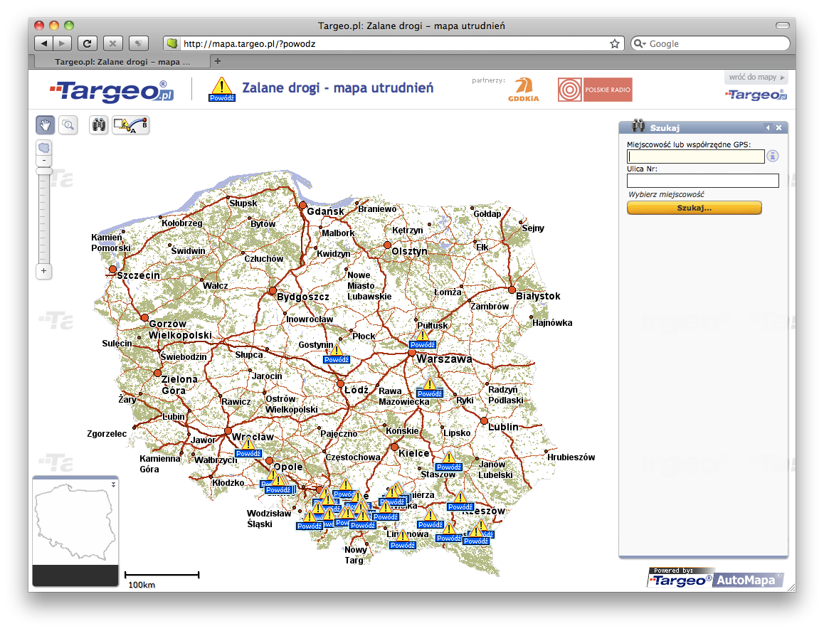 Powódź: sprawdź nieprzejezdne drogi w internecie 2