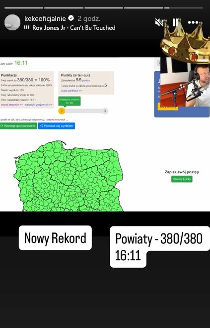 Kękę odgadł wszystkie powiaty w Polsce. Zajęło mu to mniej niż 2