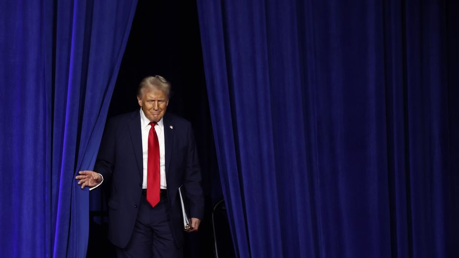 WEST PALM BEACH, FLORIDA - NOVEMBER 05: Republican presidential nominee, former U.S. President Donald Trump arrives to speak during an election night event at the Palm Beach Convention Center on November 06, 2024 in West Palm Beach, Florida. Americans cast their ballots today in the presidential race between Republican nominee former President Donald Trump and Vice President Kamala Harris, as well as multiple state elections that will determine the balance of power in Congress. (Photo by Chip Somodevilla/Getty Images)