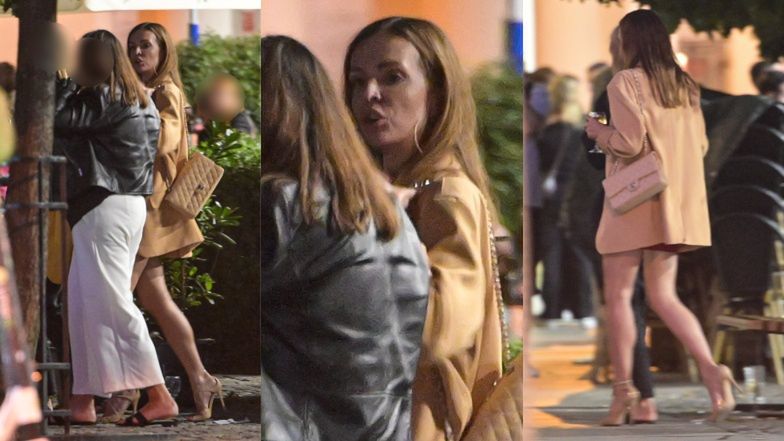 Anna Wendzikowska bawi się z przyjaciółkami na Placu Zbawiciela