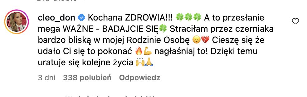 Cleo dodała wpis pod postem Dody