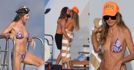 48-letnia Heidi Klum prezentuje zgrabną sylwetkę w bikini i OBŚCISKUJE SIĘ z mężem na jachcie (ZDJĘCIA)