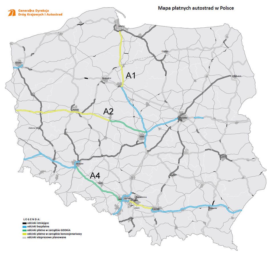 Mapa autostrad nie jest zbyt imponująca