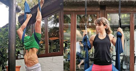 Lewandowscy trenują AEROJOGĘ. "Od czasu do czasu do góry nogami" (FOTO)
