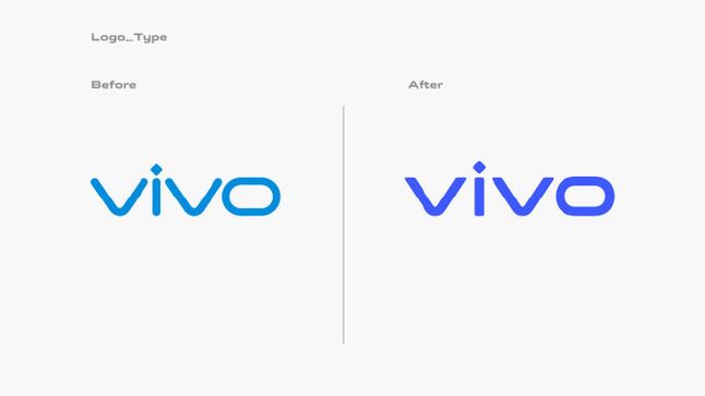Porównanie starego i nowego logotypu firmy vivo