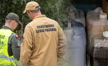 Ponad 600 litrów rozpuszczalników w lesie. Strażacy zabezpieczyli teren