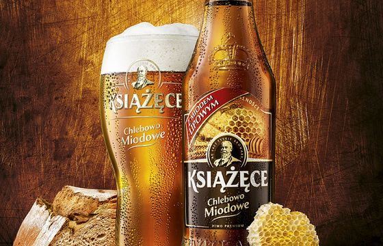 Piwo Książęce reklamowane w wariancie Chlebowo Miodowym