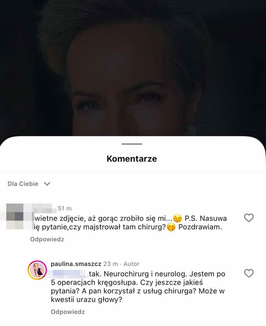 Paulina Smaszcz odpowiada na komentarz 