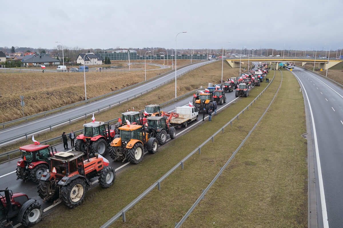 Protest rolników na obwodnicy Lublina - węzeł Lublin Tatary