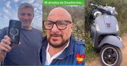 "Gąs" znów miał przygodę. Tym razem władował się skuterem do rowu w Hiszpanii. "Szyba stłuczona". Dowbor ruszył z pomocą