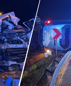 Najpierw przewrócił się autokar. Potem tir uderzył w wóz strażacki