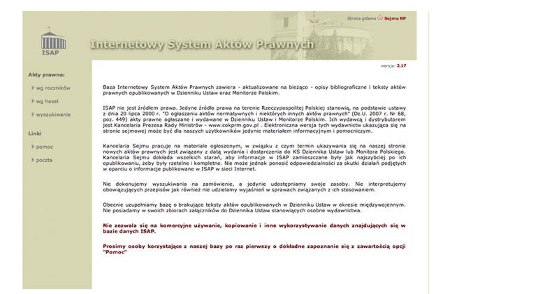 Internetowy System Aktów Prawnych (Fot. isap.sejm.gov.pl)