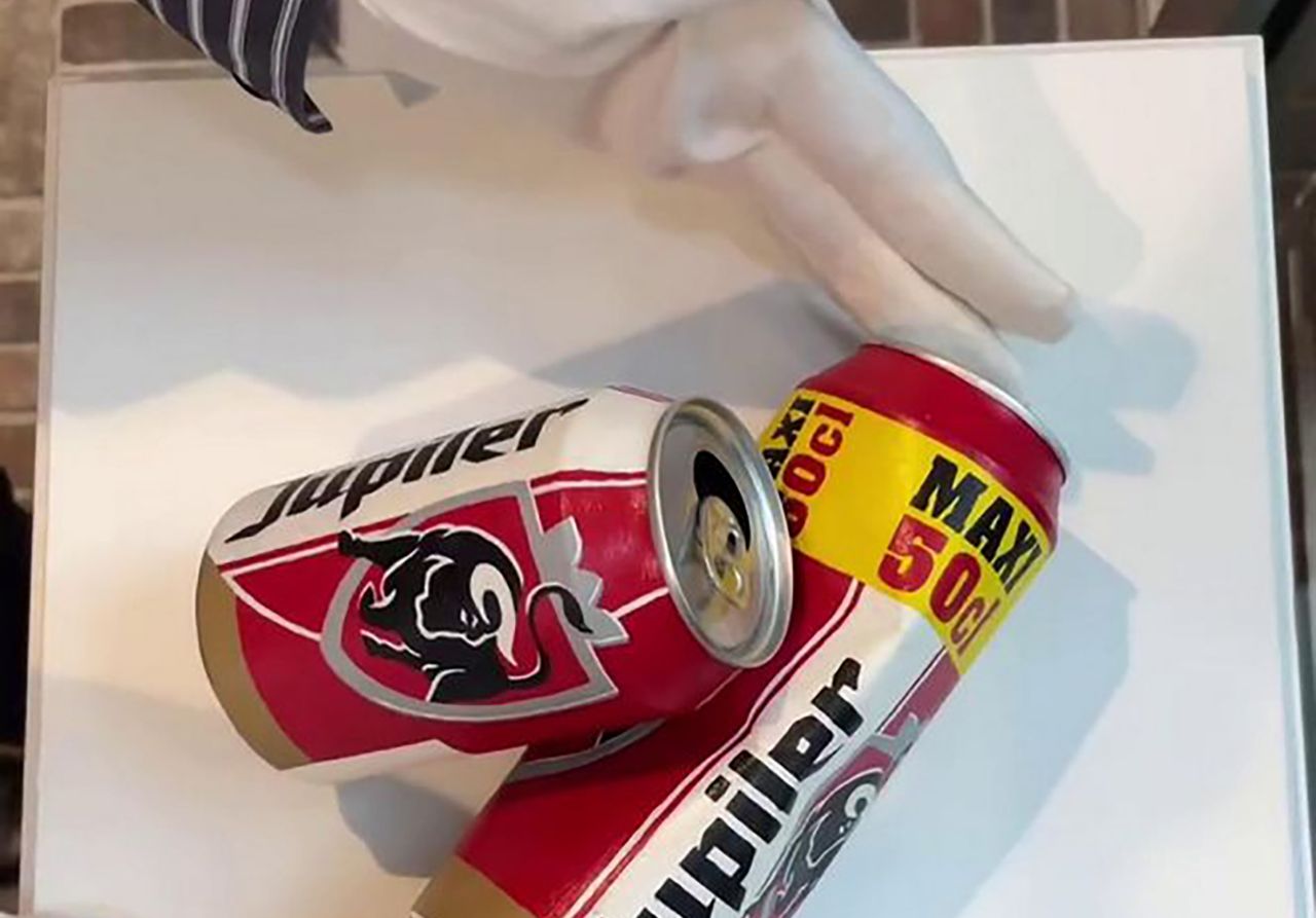 A beer can? No! It's a museum exhibit. It ended up in the trash.