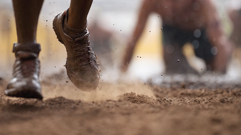 mud, run, runner, athlete, race, wet, closeup, dirty, dust, muddy, marathon, course, strong, obstacle, participant, outdoors, feet, sports, sport, extreme, exercise, passion, fitness, shoes, dirt, waterproof, legs, water, action, breakthrough