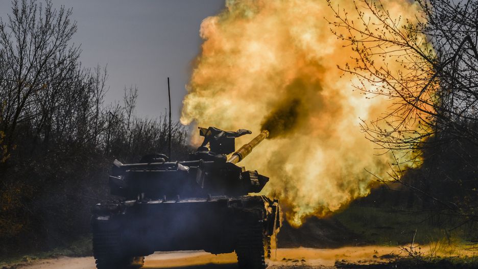 Ukraiński czołg pod Awdijiwką