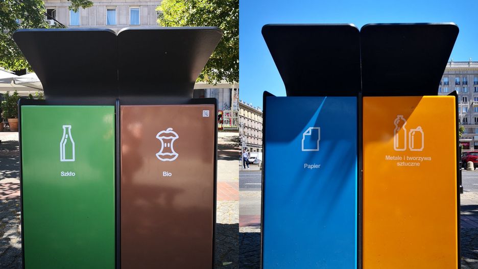 Warszawa. Kosze uliczne do selektywnej zbiórki odpadów