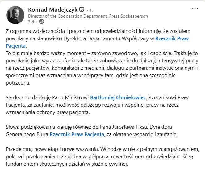 Screen LinkedIn Konrad Madejczyk