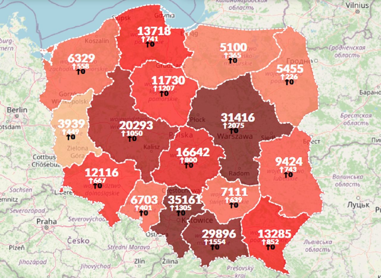 Koronawirus w Polsce. Rekord zakażeń. Ponad 13,5 tys. nowych przypadków. Zmarły 153 osoby