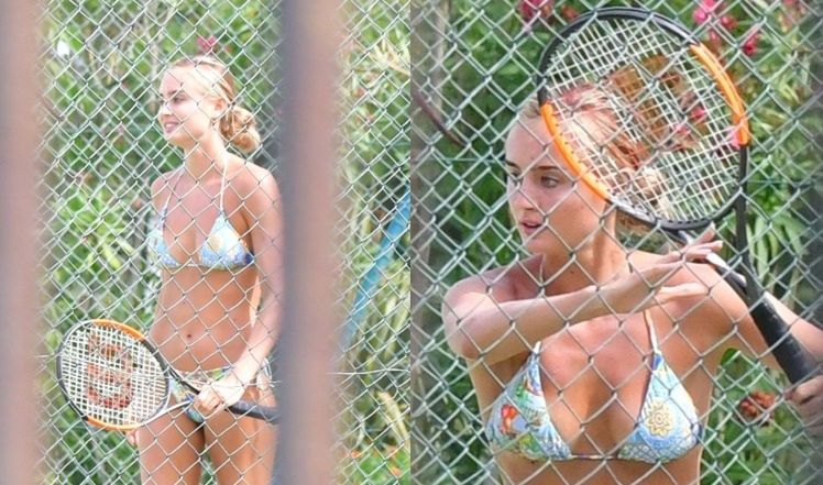 Fotoreporterzy "przyłapali" partnerkę (?) Lewisa Hamiltona w samym bikini