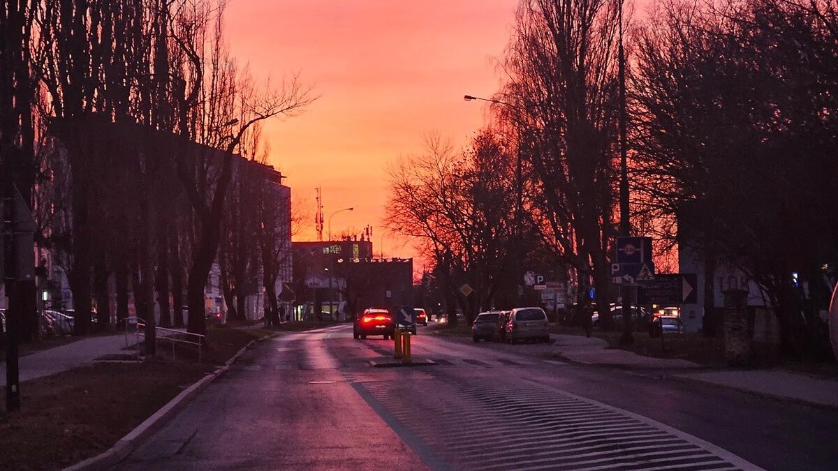 Barwny zachód słońca nad Lublinem